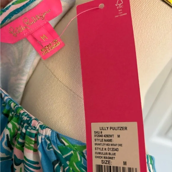 NWT! Lilly Pulitzer Brantley Midi Wrap Dress Cumulus Blue Chick Magnet Size M - Picture 6 of 12